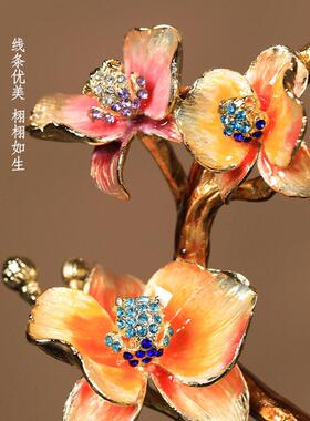 2025新款珐瑯彩摆件新中式聚宝盆发财树桌面摆件招财乔迁开 业礼