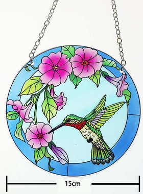 现货创意蜂鸟窗饰圆盘玻璃彩绘挂件装饰橱窗Sunshine Catch