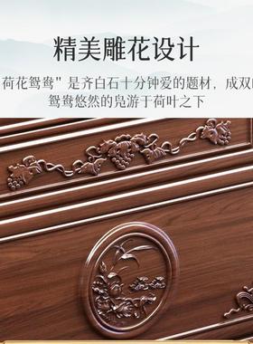 实木床全实木花鸟雕花南美紫檀复古工厂新中式现代简约储物中式床