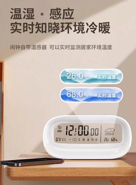 德国室内温度计家用精准好看创意干温湿度计时钟智能数显摆件闹钟