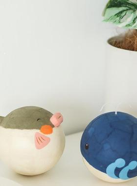 正品日本不进口龙虎堂手作和可爱猫咪达摩倒翁摆摆件创意车载件纸