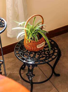 欧式轻奢铸铁铁艺落地式花架装饰摆件花园杂货古典花纹花盆架户外