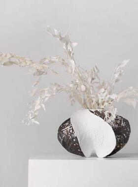 新中式诧寂风异形抽象创意手绘陶瓷花瓶样板间样品屋展示中心民宿