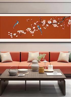 喜上眉梢挂画新中式客厅沙发背景墙装饰画茶室花鸟壁画办公室国画