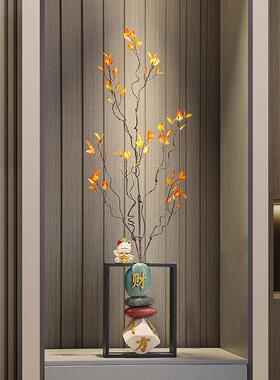 八方来财时来运转陶瓷花瓶摆件新中式客厅玄关迎客松仿真花艺装饰