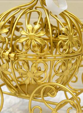 欧式金JYJ100烛台铁艺镂空南色瓜厅车收纳摆件家具客饰品创意烛台