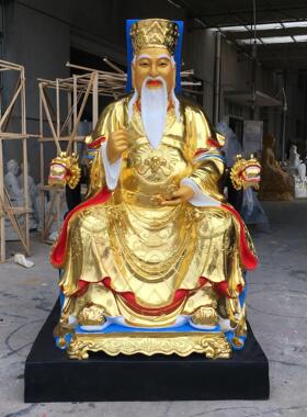 树脂佛像寺庙祠堂工艺品摆件 1.65m极彩贴金土地公土地婆山神神像