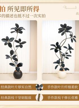 彷真绿色植物黑金刚橡皮树室内客厅大型落地高级轻奢彷生装饰盆栽
