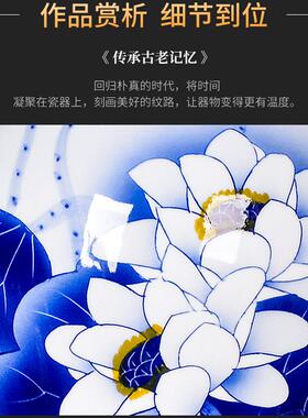 景德镇陶瓷器大师青花手绘花瓶插花家居中式装饰客厅玄关工艺摆件