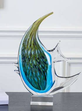 现代轻奢抽象艺术琉璃鱼摆件客厅玄关酒柜电视柜家居招财乔迁装饰