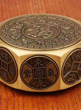十二生肖福字八面转转十面转转解压黄铜手把件金属工艺品