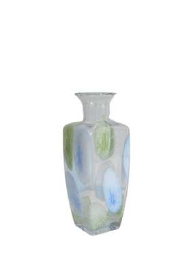 粉蓝紫波点花瓶简约条纹外贸出口手工玻璃花器样板间民宿装饰摆件