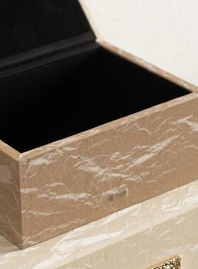 意式简约售楼处衣帽间中古收纳盒摆件样板间装饰储物盒子软装陈列