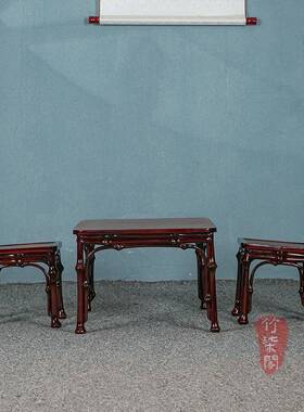 竹柒阁中式筇竹家具仿古迷你小桌椅套装泡茶桌炕桌茶台茶几竹椅子