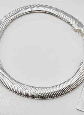 爆款925纯银镀18K金手饰意大利轻奢扁形厚款宽版柔软男女蛇骨手链