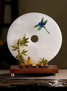 客厅节节高升竹报平安平安扣家居装饰品摆件新中式电视柜珐瑯彩