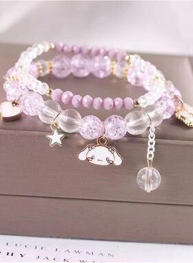 玉桂狗手链小女孩水晶精美串珠