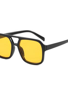 双梁太阳镜方形新款个性韩版潮墨镜复古高级感防紫外线凹造型蹦迪