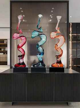 抽象玄关装饰摆件透明树脂家居客厅电视柜别墅酒店会所软装艺术品