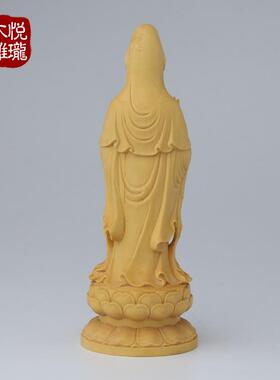 普陀南海观音人物佛像木雕创意工艺品居家车载摆件手工雕刻