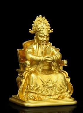 纯铜龙武业佛像财神佛像五台五广济龙王菩萨鎏金金龟盒挂件