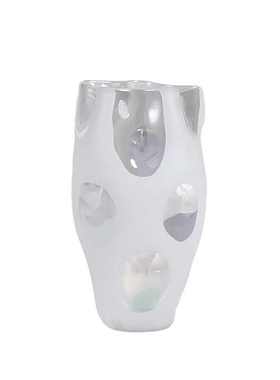 北欧极简创意凹面磨砂玻璃花瓶样板间别墅客厅餐桌高级感装饰摆件