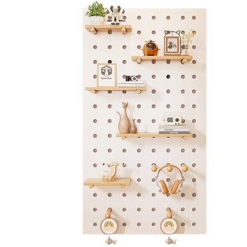 Solid wood hole board entrance door porch storage rack creative display rack wooden desktop wall desk storage layer