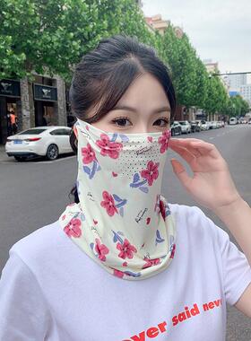 挂耳防晒面纱面罩夏脖套遮阳骑行围脖护颈遮全脸户外口罩