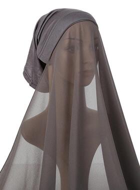 Pearl chiffon ladies turban veil珍珠雪纺女士围巾筒帽一体长巾