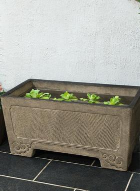 户外阳台养鱼池造景摆件庭院布置室外古法小鱼缸景观院子落地水槽