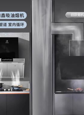 跨境油烟机家用厨房大吸力侧吸式无烟管内循环免清洗净化一体机