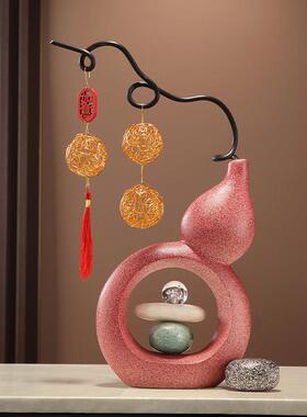 花瓶葫芦高级感乔迁礼物客厅玄关电视柜彷真花中式陶瓷装饰品摆件