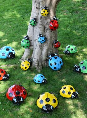 户外园林雕塑彷真甲虫摆件别墅庭院装饰七星瓢虫草坪铁艺景观小品