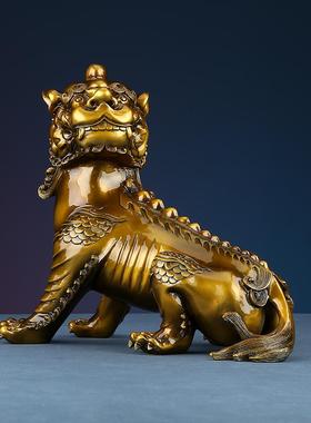 纯铜彩铜谛听地藏王坐骑摆件大号客厅办公室装饰开业礼品