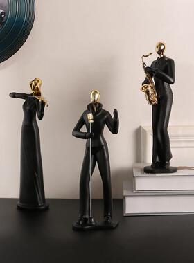 乐器音乐家人物摆件样板间抽象艺术装饰品高级感乐队工艺品小礼物