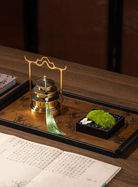 新中式高档托盘茶具摆件套装酒店会所茶室书房办公室茶桌桌面装饰