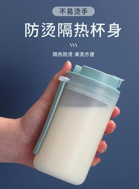 日本加厚牛奶杯带刻度豆浆杯可微波炉加热家用便携外带早餐杯子