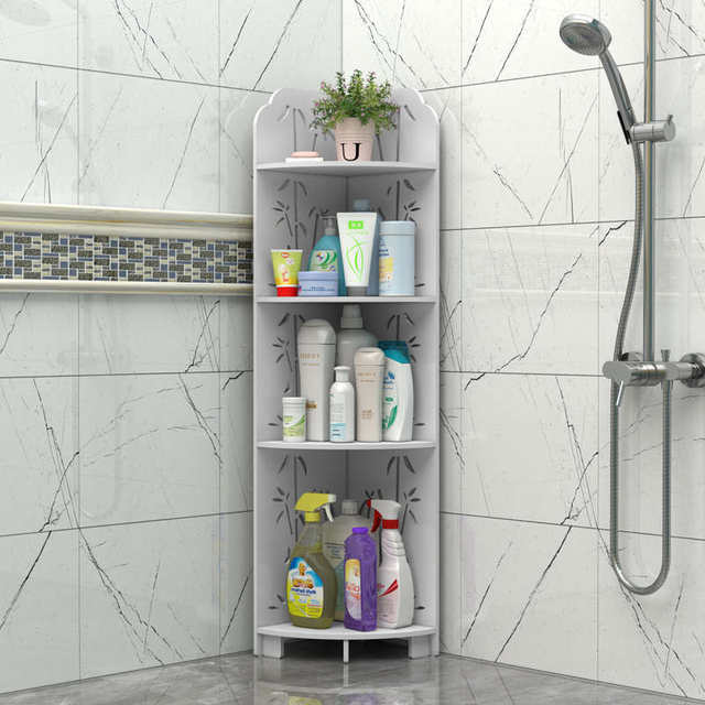 Bathroom triangular storage rack floor-to-ceiling rack bathroom toilet corner storage rack bathroom washbasin corner without hole punch