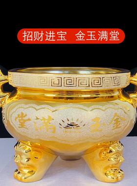 弘佛阁陶瓷香炉 三足香炉供佛 家用香炉供奉 潮州产香炉 新中式风