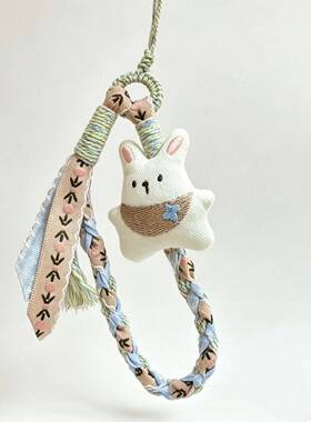 包挂件猫咪公仔DIY编织防掉挂绳钥匙手机背包相机d手腕1014d