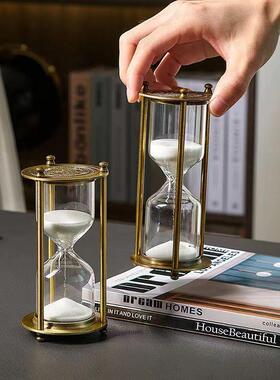 严选创意复古轻奢金属沙漏计时器15/30分钟办公室装饰品酒柜礼品