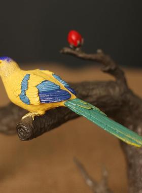 2026黄铜彩铜喜鹊喜上枝头工艺品铜摆件开业结婚送礼大堂桌面铜装