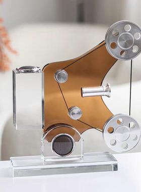 现代简约复古水晶仿真电话机放映机模型装饰客厅书房桌面酒柜摆件