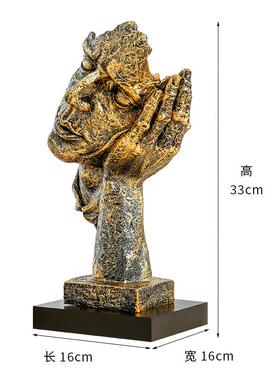 轻奢创意抽象人物不听不看玄关桌面摆件办公室酒柜书架装饰品摆件