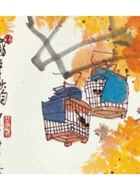 马海方秋声秋韵图新中式风格客厅国画装饰画 48X49CM无框单幅小品