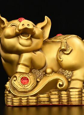 纯铜猪摆件金猪福猪公母一对家居办公室前台装饰猪年吉祥物生肖猪