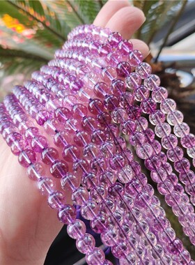 2026紫幽灵玻璃水晶半成品蓝色飘花爆花晶散珠子diy手工手串项链
