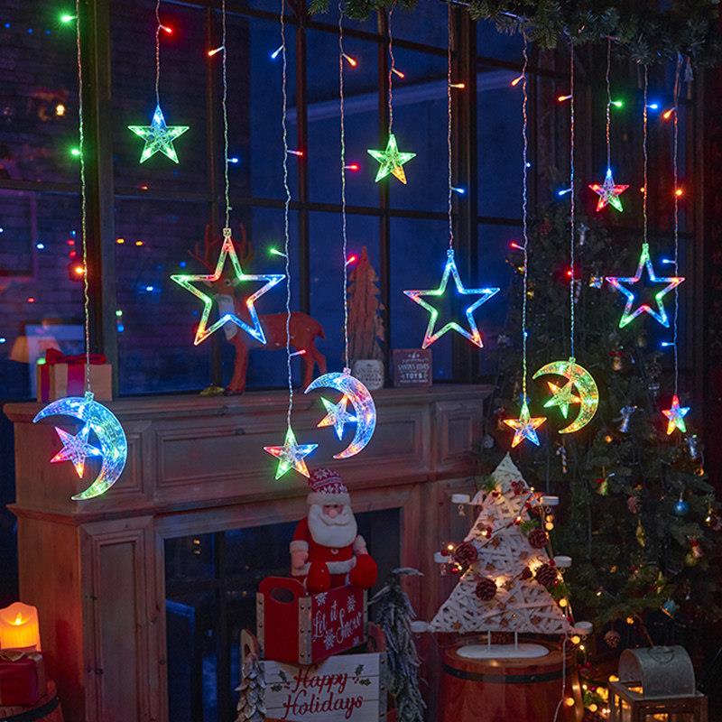 Led curtain star lights scene outdoor camping decoration arrangement small colored lights flashing lights string full of starry atmosphere lights