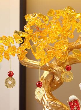 八方来财发财树摆件店铺开业办公室前台玄关客厅装饰高档乔迁礼物