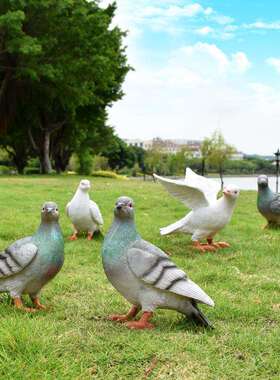 别墅花园摆件仿真鸽子树脂工艺品庭院装饰园林景观动物雕塑小品